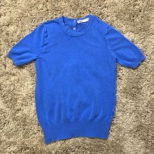Zara Blue Short Sleeve Sweater Top